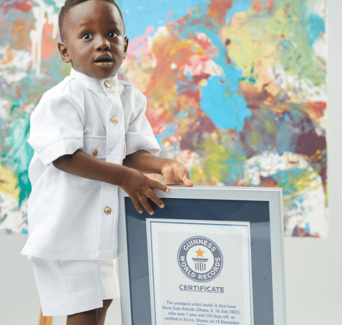Ghanaian Ace-Liam Officially Obtains The Guinness World Record For The Youngest Male Painter.