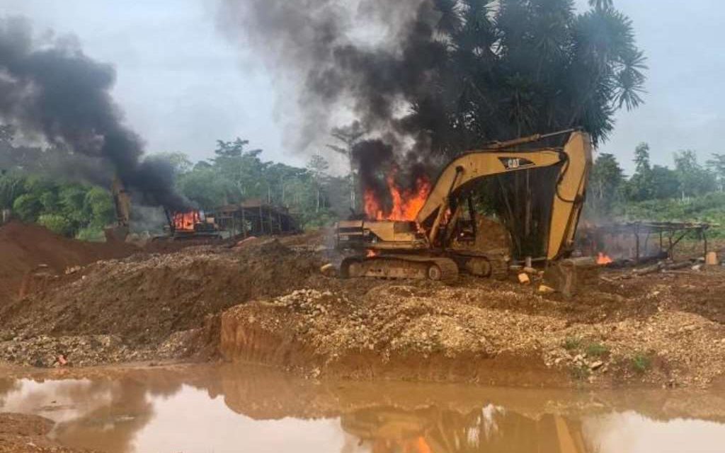 Chief Burns Excavator In Fight Against Galamsey