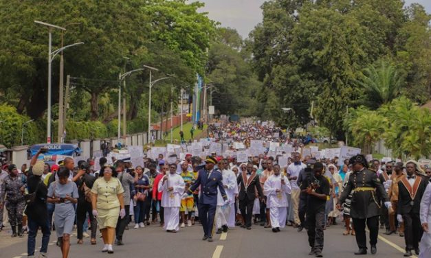 Catholics walk against galamsey, present petition to govt