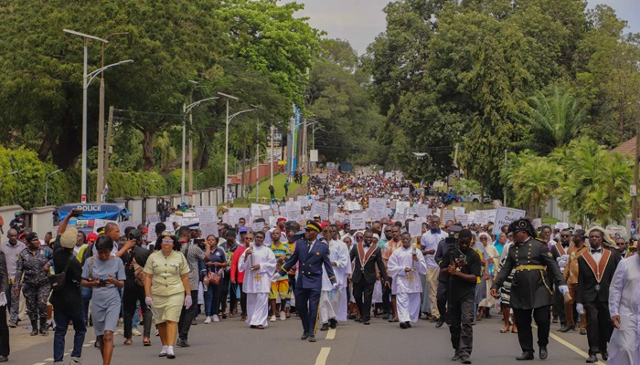 Catholics walk against galamsey, present petition to govt
