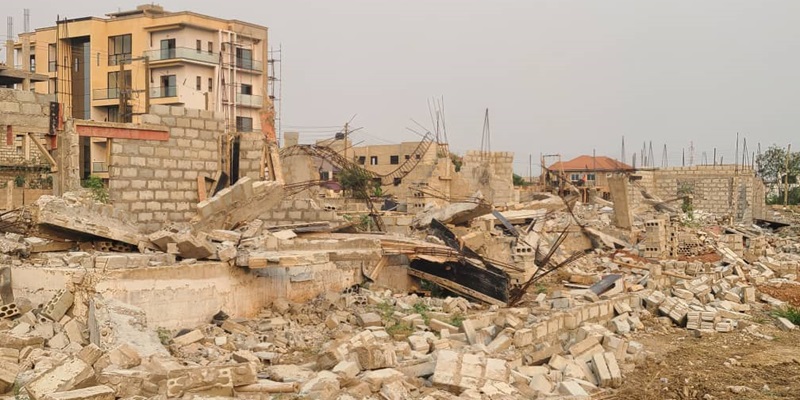 Armed men in military uniforms join land guards to demolish properties at Tse Addo